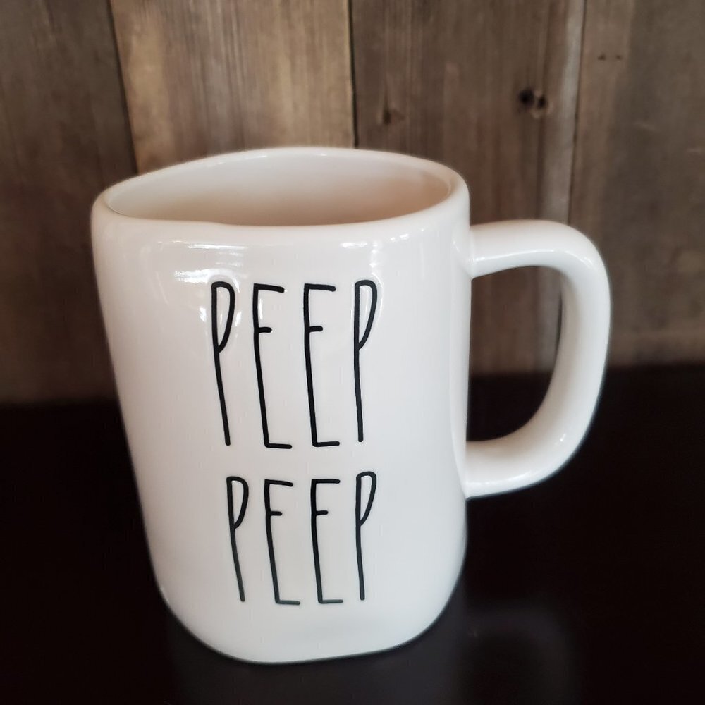 Rae Dunn Peep Peep Easter Basket 2 Sided Large Coffee‎ Mug 4.75" tall